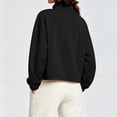 thumbnail image 3 of vdgthytj Sweatshirts for Women Quarter Zip Stand Collar Long Sleeve Pleated Fall Winter Athleisure Pullover Tops with Pocket(Small,Black), 3 of 8