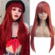 thumbnail image 2 of Burgundy Long Straight 24 Inches Wig with Bangs for Women, 2 of 5