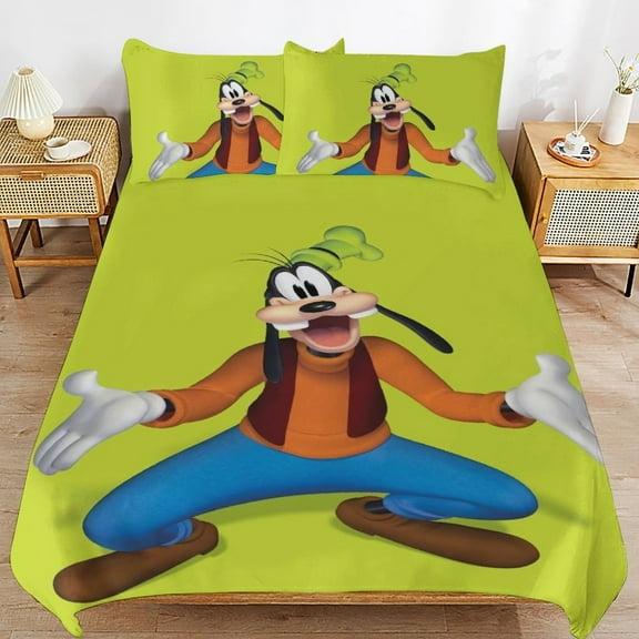 Goofy Duvet Cover 3 Pcs Set Cute Kids Comforter Cover with 2 Pillowcases Luxury Soft Bedding Bedroom Decor for Teens Boys Girls, 86"x70"