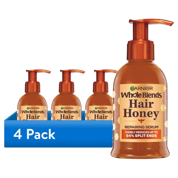 (4 pack) Garnier Whole Blends Honey Treasures Hair Honey Repairing Leave In Serum, 5.1 fl oz