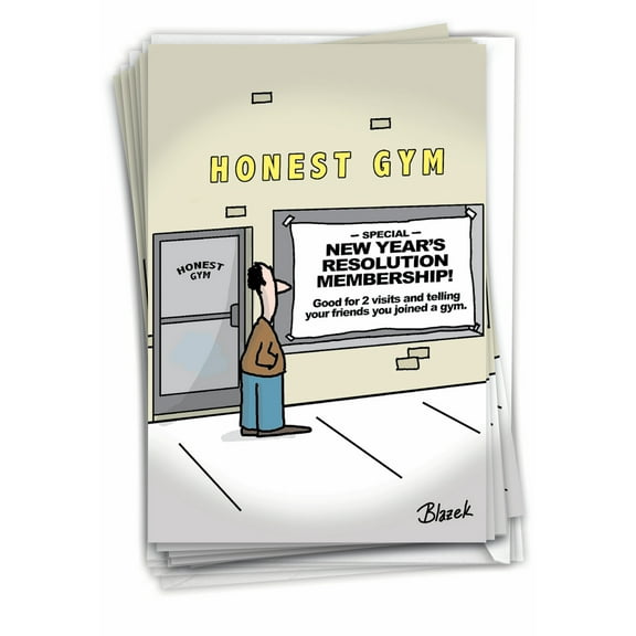 12 New Year Greeting Cards (1 Design, 12 Cards) - Honest Gym C6234NYG-B12x1