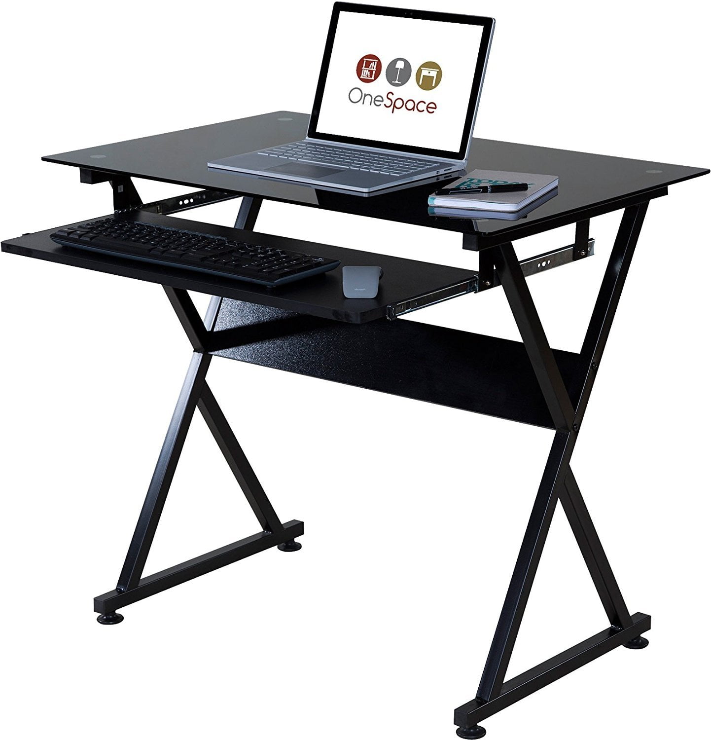 Onespace 50 Jn1201 Ultramodern Glass Computer Desk With Pull Out Onespace 50 Jn1201 Ultramodern Glass Computer Desk With Pull Out Keyboard Tray White Com