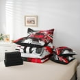 thumbnail image 5 of Manfei Cartoon Sport Car Twin Bedding Sets 7-Piece for Boy, Modern Graffiti Watercolor Bedding Comforter Set, Red Automobile Reversible Sheet Sets, Super Cozy Room Decor, 5 of 7