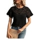 thumbnail image 2 of TaTaai 2026 Summer Women’s Raglan Eyelet Tee Round Neck Short Sleeve Loose Blouse Casual Solid Color Fashion Top Sheer Patchwork Polyester Daily Shirt Gift, 2 of 5