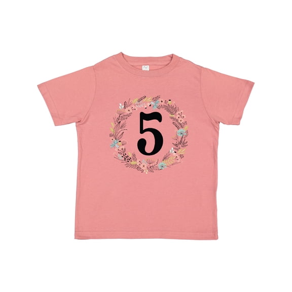 Inktastic 5th Birthday Flowered Wreath 5 Year Old Girl Girls Toddler T-Shirt