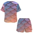 thumbnail image 3 of Mermaid Fish Scales Print Women'S Pajamas Set Summer Sleepwear Sets 2 Piece Lounge Set, 3 of 7