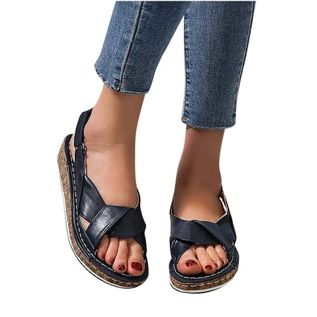 

Hoop Loop Wedges for Women Casual Bohemia Gladiator Sandals Shoes Comfortable Hollow Platform Summer Sandals