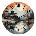 thumbnail image 2 of Designart "Orange Grey Asian horizon I" Abstract Landscape Oversized Wall Clock, 2 of 5