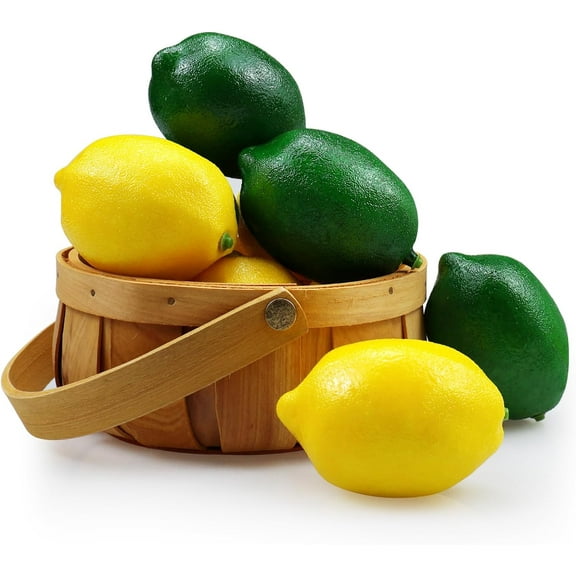 12 Pcs Fake Lemons Limes,Artificial Lemons Fake Fruits Lemon for Kichen Party Chirstmas Decor Photography Prop, Artificial Fruits Lemon Prop, Double Colour(6 Green 6 Yellow)