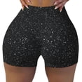 thumbnail image 2 of Fotbe Black Glitter Shorts Sin Costuras – Shorts Deportivos de Cintura Alta para Mujer, Elásticos para Gimnasio, Yoga, Running o Ciclismo-Medium, 2 of 8