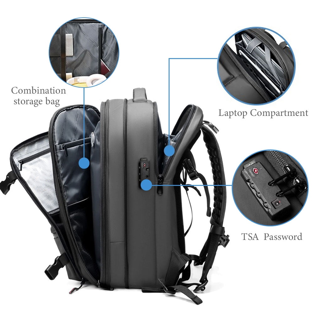 Kahopy Vacuum Backpack for Travel, 60L Expandable Compression Bag with Electric Vacuum Pump, Water Resistant and Anti Theft(Gray)