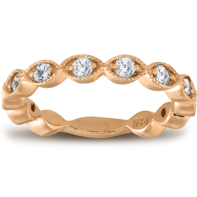3/8ct Vintage Diamond Stackable Wedding Ring Womens Stackable Band 14k Gold