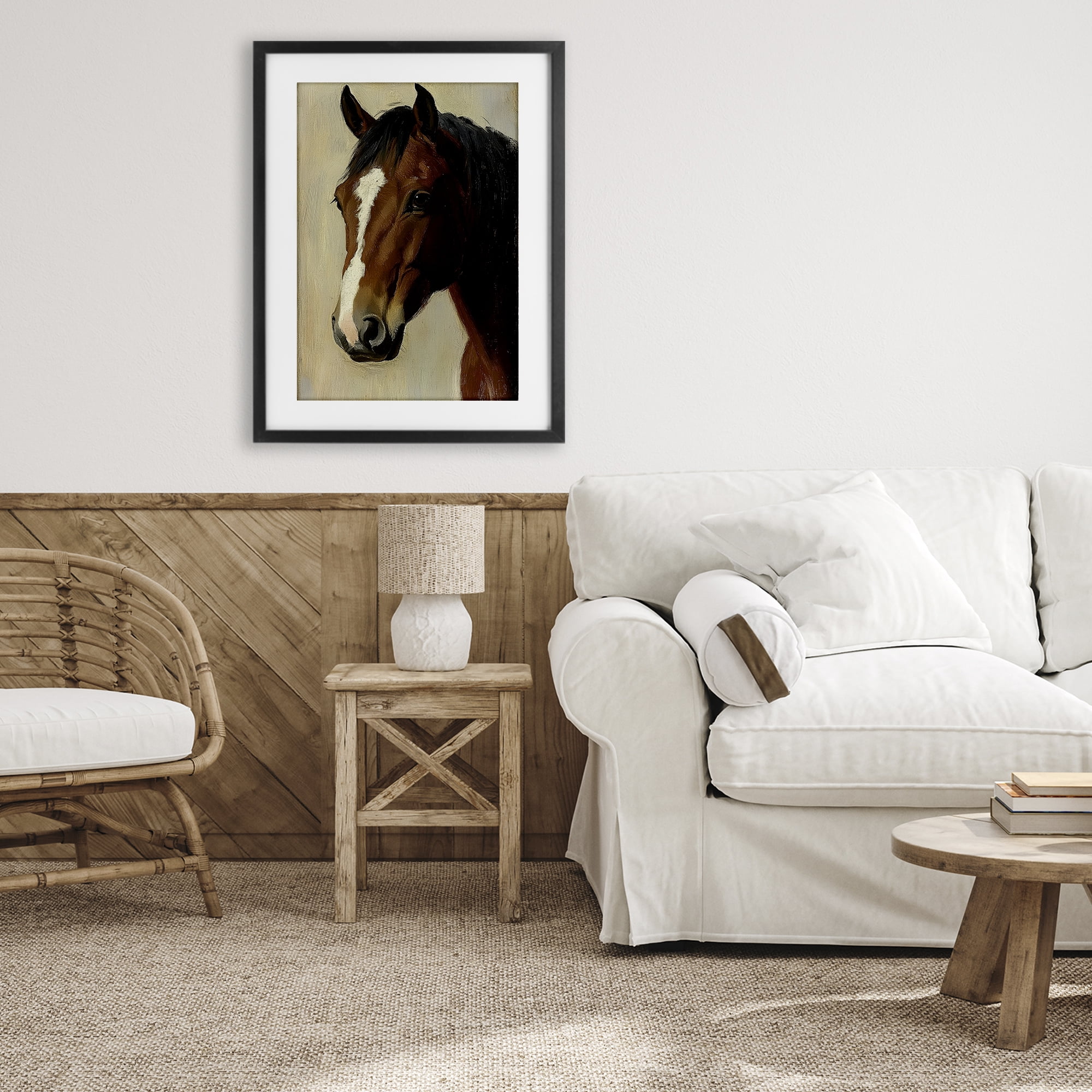 Stupell Industries Beautiful Brown Horse Portrait Black Framed Print Under Glass, design by Petal Prints Design