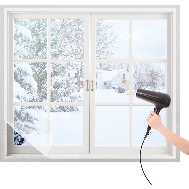Película aislante térmica para ventana, transparente y retráctil, película de acristalamiento térmico con cinta adhesiva, antifrío, 1,5 x 2,5 m, 2 piezas esquí esquí Gafas de esquí