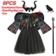thumbnail image 4 of Disfraz de maléfica para Halloween para niñas, vestido de tutú negro de bautizo, Cosplay de demonio, Reina, bruja, ropa de fiesta de Carnaval, 4 of 5