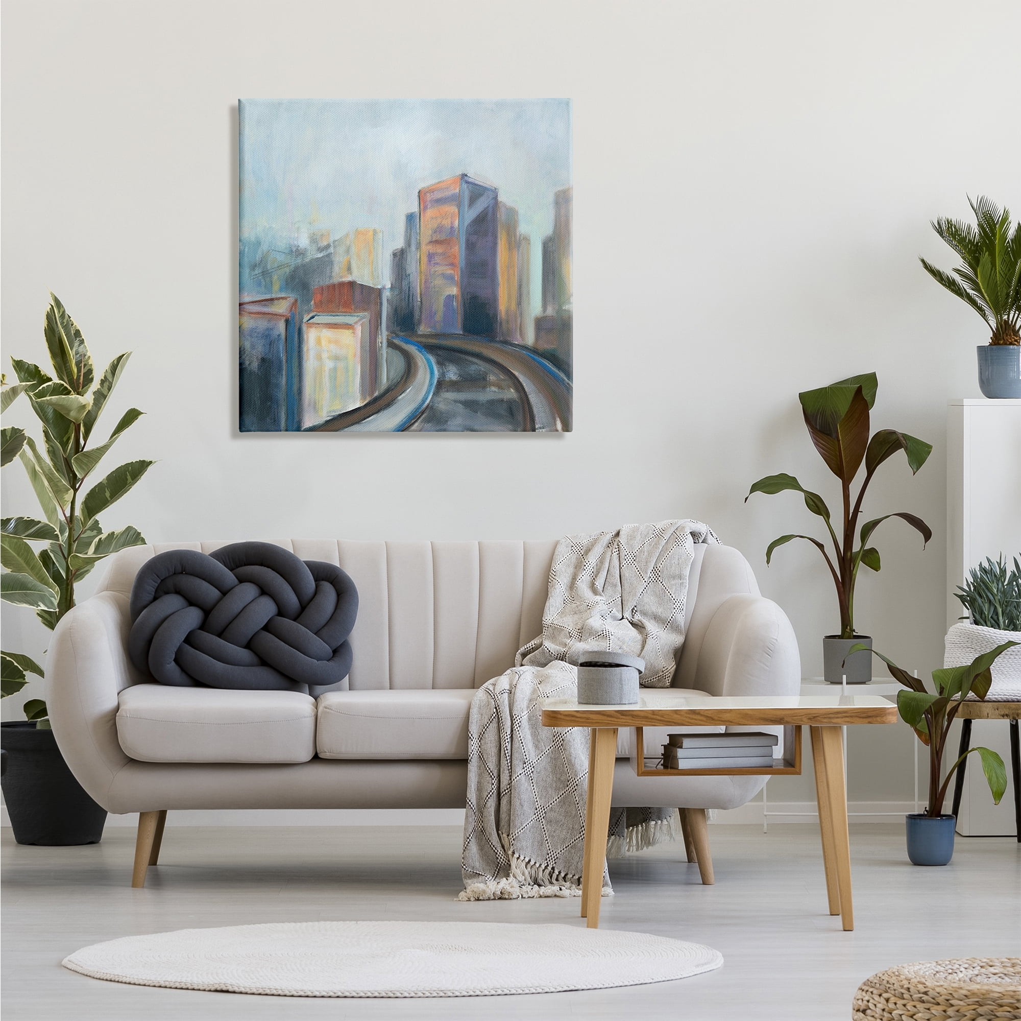 Stupell Indtries Contemporary Cityscape Painting Abstract Railway Though Urban Skyline,30 x 30,Design by Snne Marie
