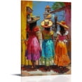 thumbnail image 1 of Arte Mural: Tres Mujeres con Sombreros en Pueblo Mexicano, Decoración para Hogar y Restaurantes, 1 of 7