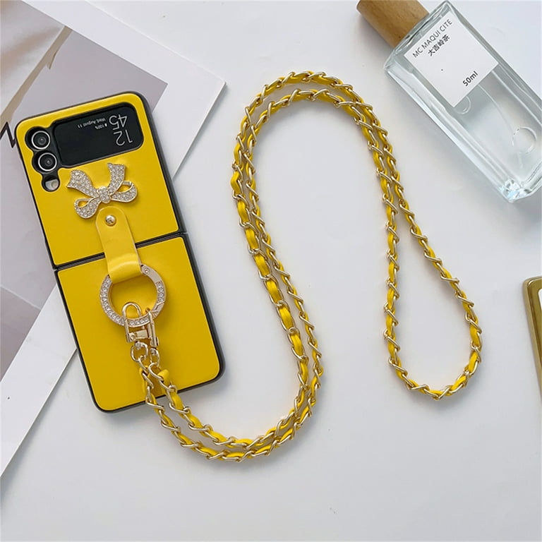 Case for Galaxy Z Flip 4 5G,Galaxy Z Flip 4 5G Case, Luxury Leather  Crossbody Chain Strap Ring 3D Crystal Diamond Bling Glitter Phone Case for  Samsung Galaxy Z Flip 4 5G