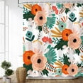 thumbnail image 3 of Floral Shower Curtain, Bohemian Flowers Shower Curtain Set, Colorful Red Pink Orange Blossom Poppy Shower Curtain with Hooks, Boho Fabric Decorative Bathroom Curtains Machine Washable (72x84), 3 of 6