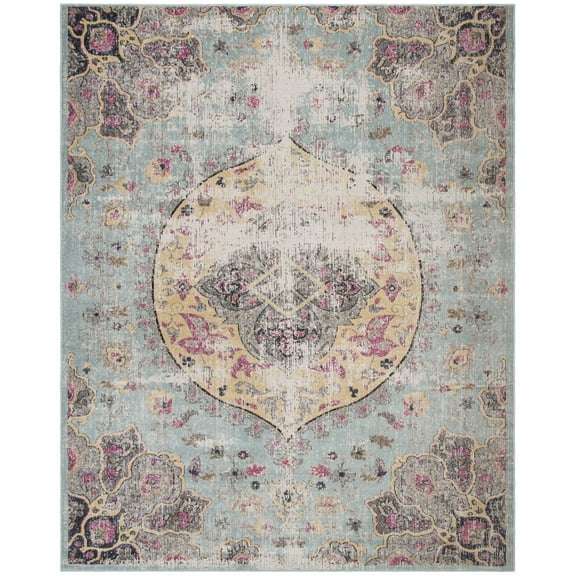 SAFAVIEH Montage Fisher Medallion Indoor/Outdoor Area Rug, Blue/Multi, 8' x 10'