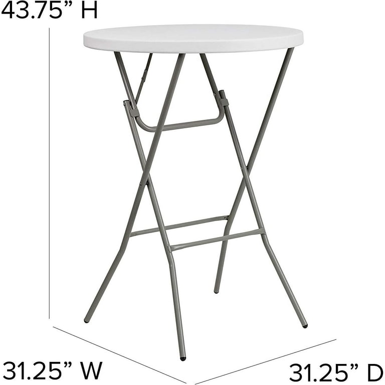 4 PACK 32 Round Granite White Plastic Bar Height Folding Table