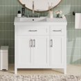 thumbnail image 5 of 36" White Bathroom Vanity Cabinet with Resin Integrated Sink - 2 Drawers, 3 Doors, 5 of 10