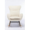 thumbnail image 4 of Velvet Rocking Chair, Comfy Nursery Rocking Chair, Armchair With High Backrest And Armrests, Upholstered Accent Chair, Velvet Lounge Chair with Solid Wood Legs, for Living Room Bedroom, Beige, 4 of 7