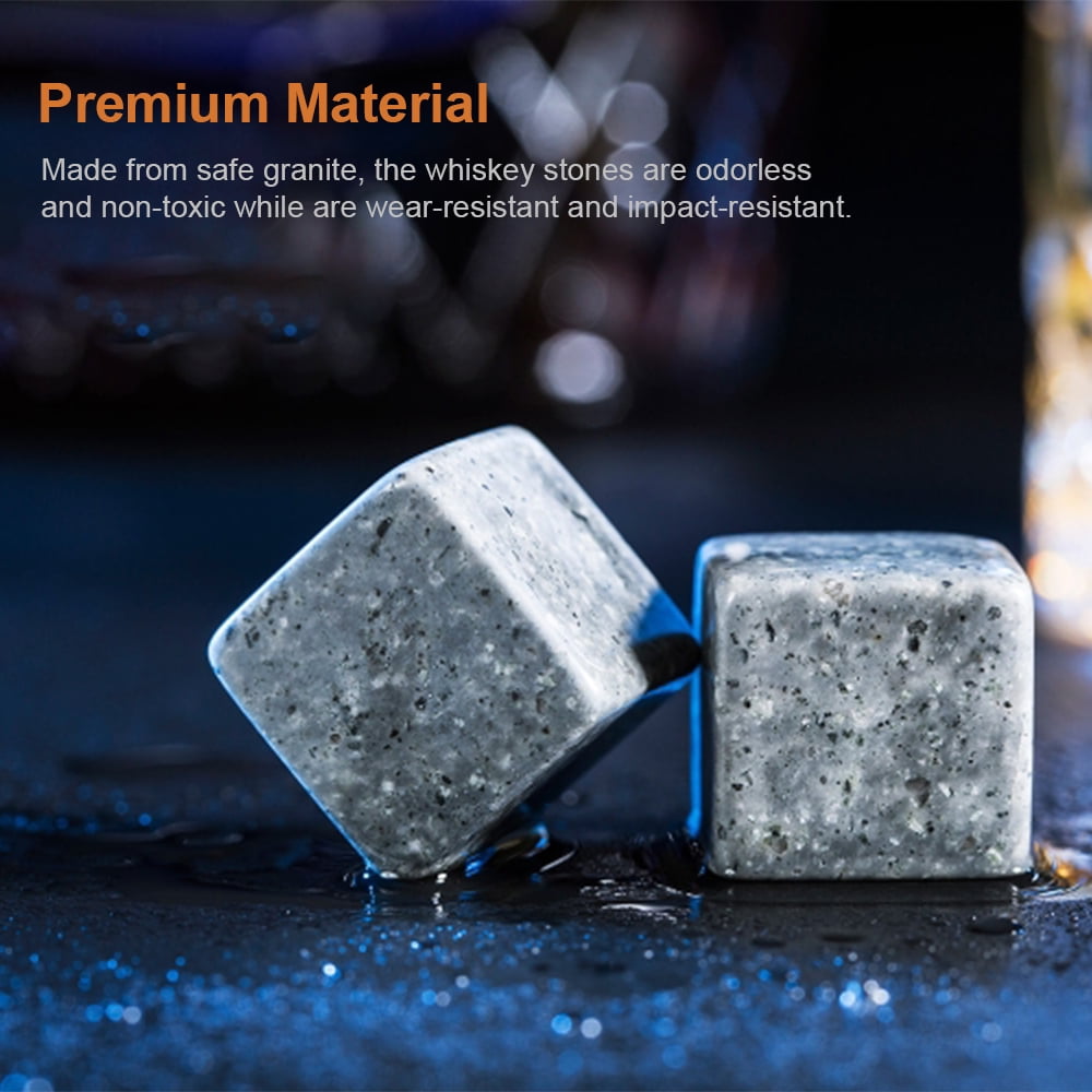 1 626 Whiskey Stones Stainless Steel Ice Cubes Reusable Whisky Chilling Rocks Metal Ice with Tongs and Freezer Storage Tray for Beer Wine Cooler 