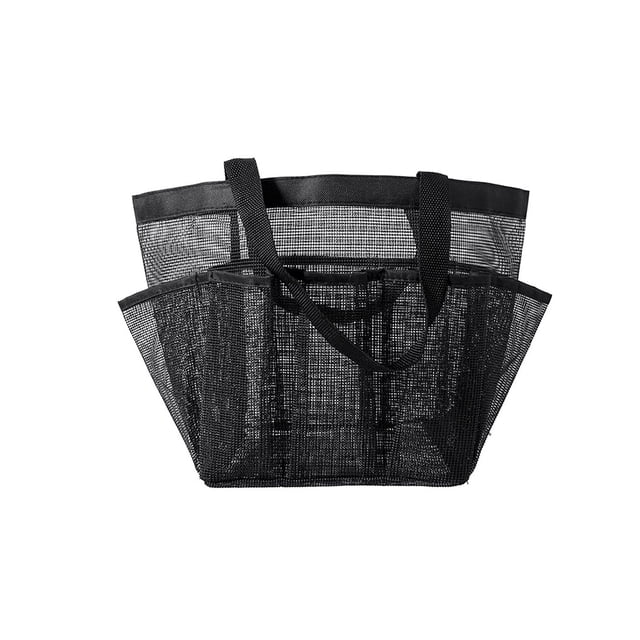Toystoory Bolsa de almacenamiento de malla para caminar en la playa para viajar, bolsas de baño para ducha colgantes, bolso de mano cosmético de secado Almacenamiento y organización del hogar Negro Toystoory HA065527-03B