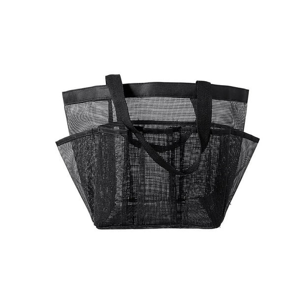 Inteprter Bolsas de almacenamiento de malla para caminar en la playa, bolsas de ducha colgantes, artículos de tocador cosméticos, organizador plegable Almacenamiento y organización del hogar Negro Inteprter HA065527-03B