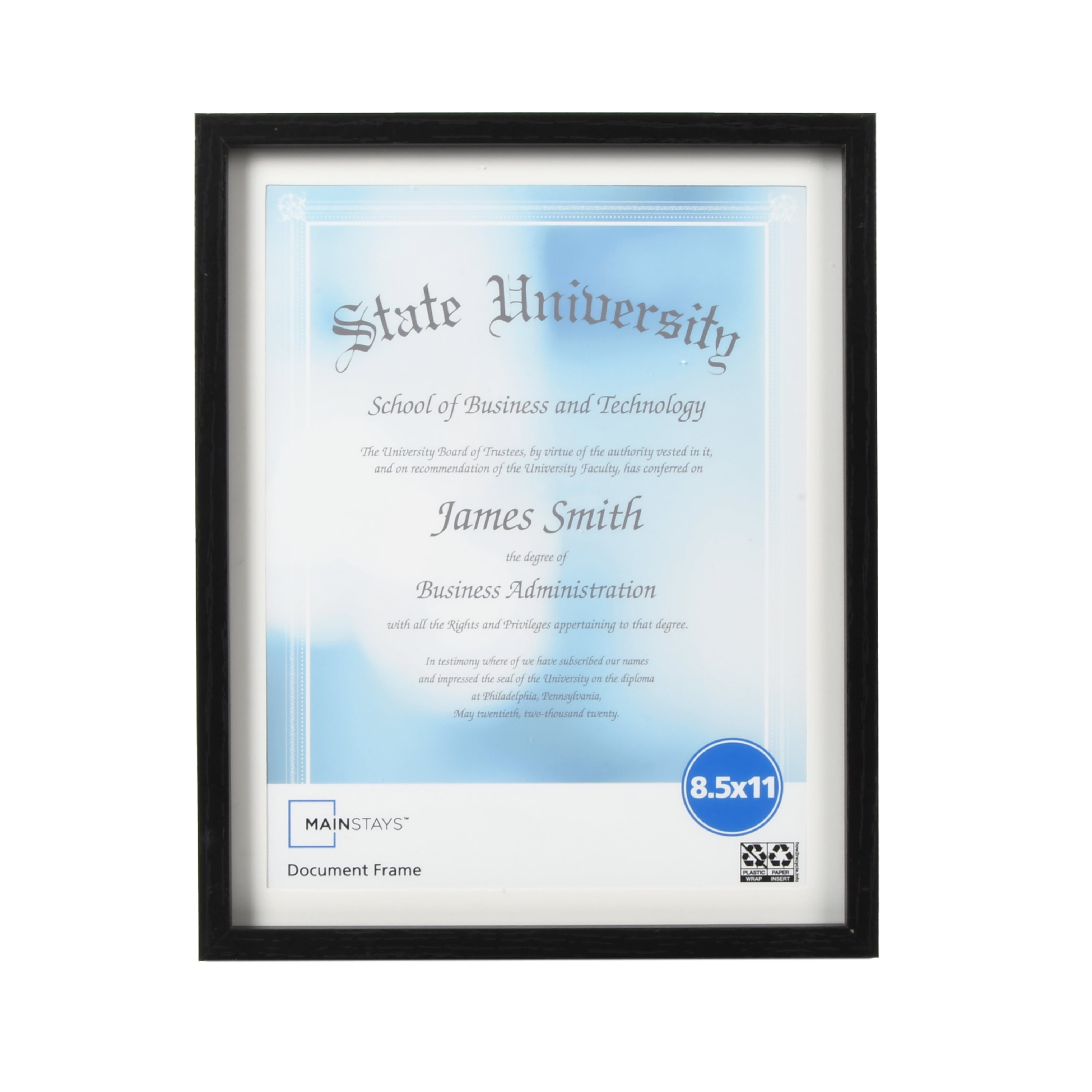(2 pack) Mainstays – 8.5x11 Picture Frame – Black Document Frame Wall or Tabletop Photo Frame