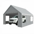 thumbnail image 6 of COBIZI Carport 20x20 Large Heavy Duty Car Tent with Powder-Coated Steel Frame, Portable Garage with Removable Sidewalls & Doors, Car Canopy with All-Season Tarp for Outdoor Party, Birthday, Gray, 6 of 10