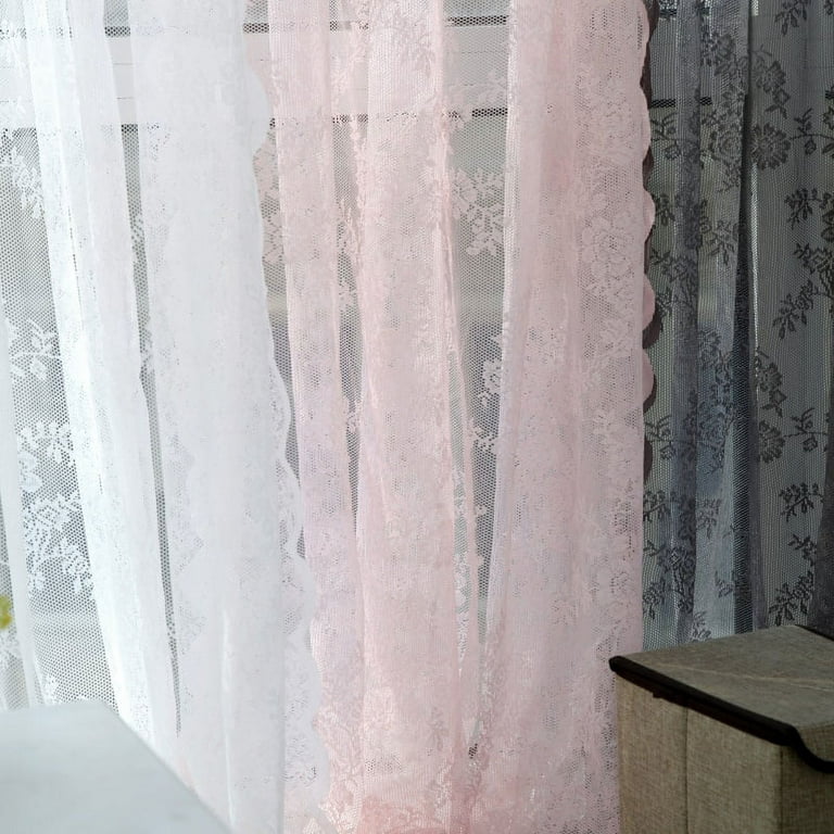 Tulip Floral Window Beads Decor Sheer Curtain Panel Voile Drape Vanlaces, Size: 95cm*200cm, Purple