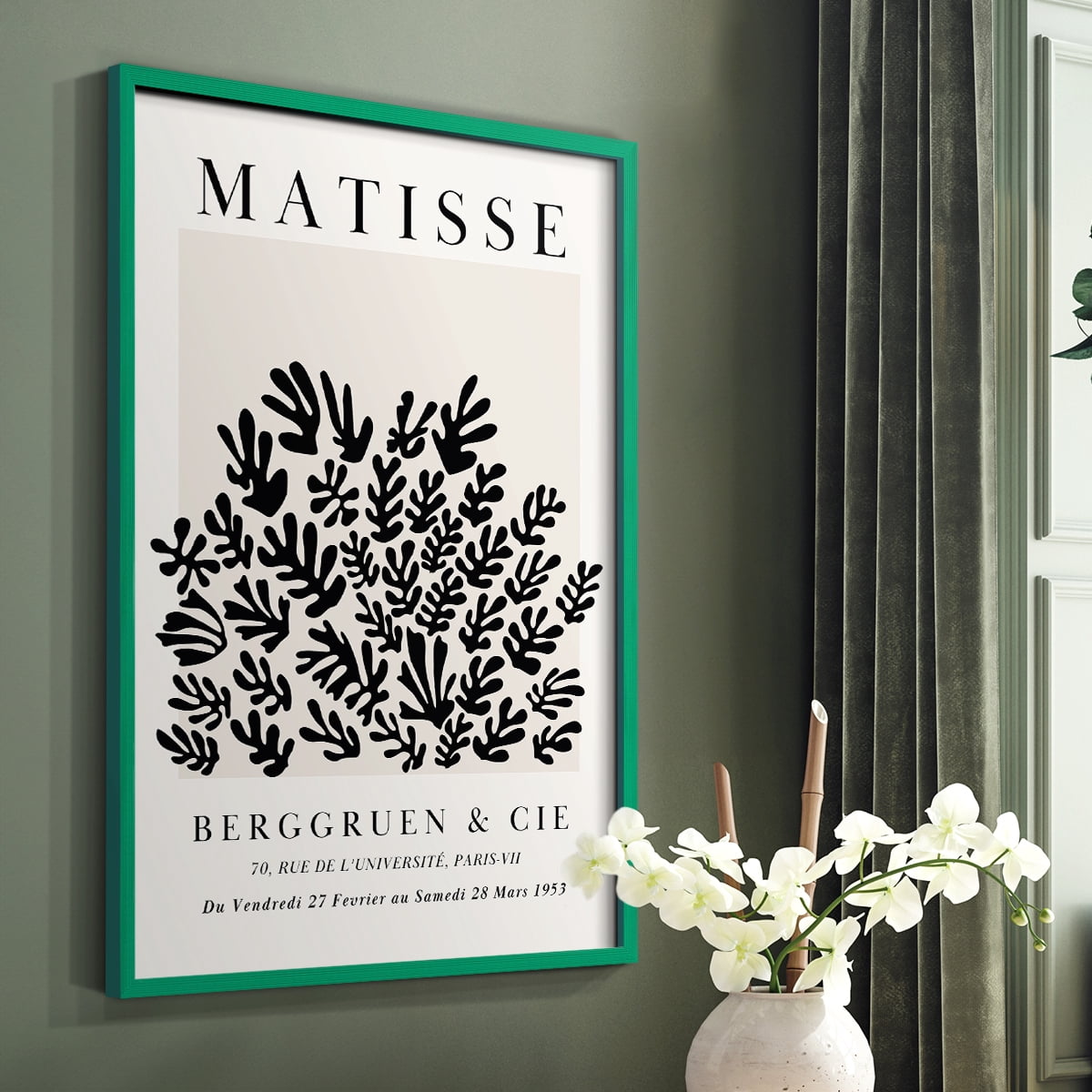 Matisse CDLXXXIX in Green Solid Wood Framed Print No Nail Hanging