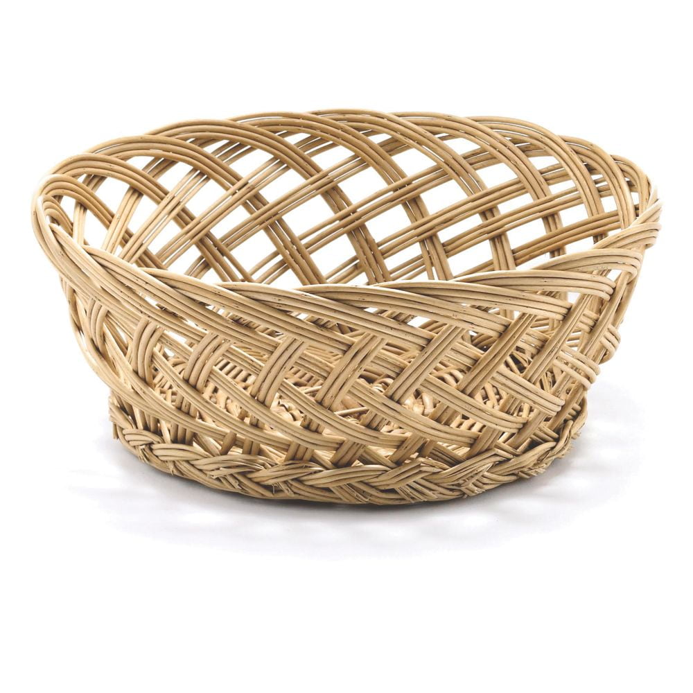 TableCraft 1635 9" x 3" Woven Wicker Round Basket
