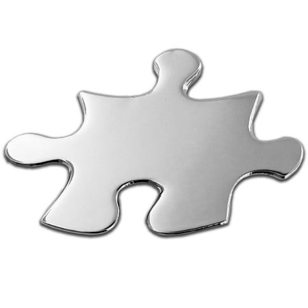 PinMart's Shiny Silver Autism Puzzle Piece 7/8" Lapel Pin