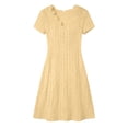 thumbnail image 4 of ChaoHeng Dresses for Women for Solid Linen V Neck Button Short Sleeve Mid Calf Breathable Summer Casual Dress Yellow XXXXXL, 4 of 7