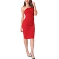 thumbnail image 4 of INSPIRE CHIC Off Shoulder Tube Dress for Women's Sleeveless Evening Party Bodycon Dresses S Red, 4 of 6