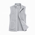 thumbnail image 5 of cocolona Womens Fall Winter Vest Fleece Sleeveless Solid Color Stand Collar Zipper Jacket with Pocket, 5 of 5