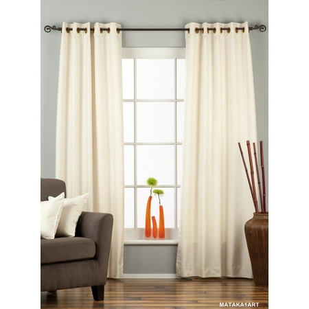Cream Ring Top Matka Raw Silk Curtain Drape Panel Piece