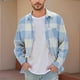 thumbnail image 1 of Seeotter Mens Stretchy Knit Plaid Shirt Long Sleeve Button Down Shirts Casual Western Cowboy Tops, 1 of 5