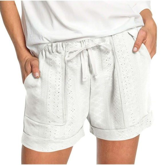 NAFUU Women's Summer Casual Shorts Comfy Elastic Waist Pull On Short With Pockets Vacation Beach Shorts