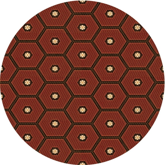 Ahgly Company Machine Washable Indoor Round Transitional Mahogany Brown Area Rugs, 7' Round