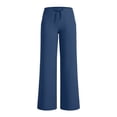 thumbnail image 6 of Lcziwo Women's Fleece Yoga Pants Drawstring Wide Leg Casual Soft Trousers Workout Fitness Work Thermal Pants with Pockets Blue,XL, 6 of 9