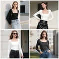 thumbnail image 4 of MISS COCOLI Long Sleeve Thermal Tops For Women Square Neck Fleece Lined Base Layer Basic Shirt Ribbed Undershirts, 4 of 11