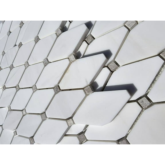 SB Tile and Stone Bianco Dolomite Diamond Clipped Matte Sample Mosaic Tile