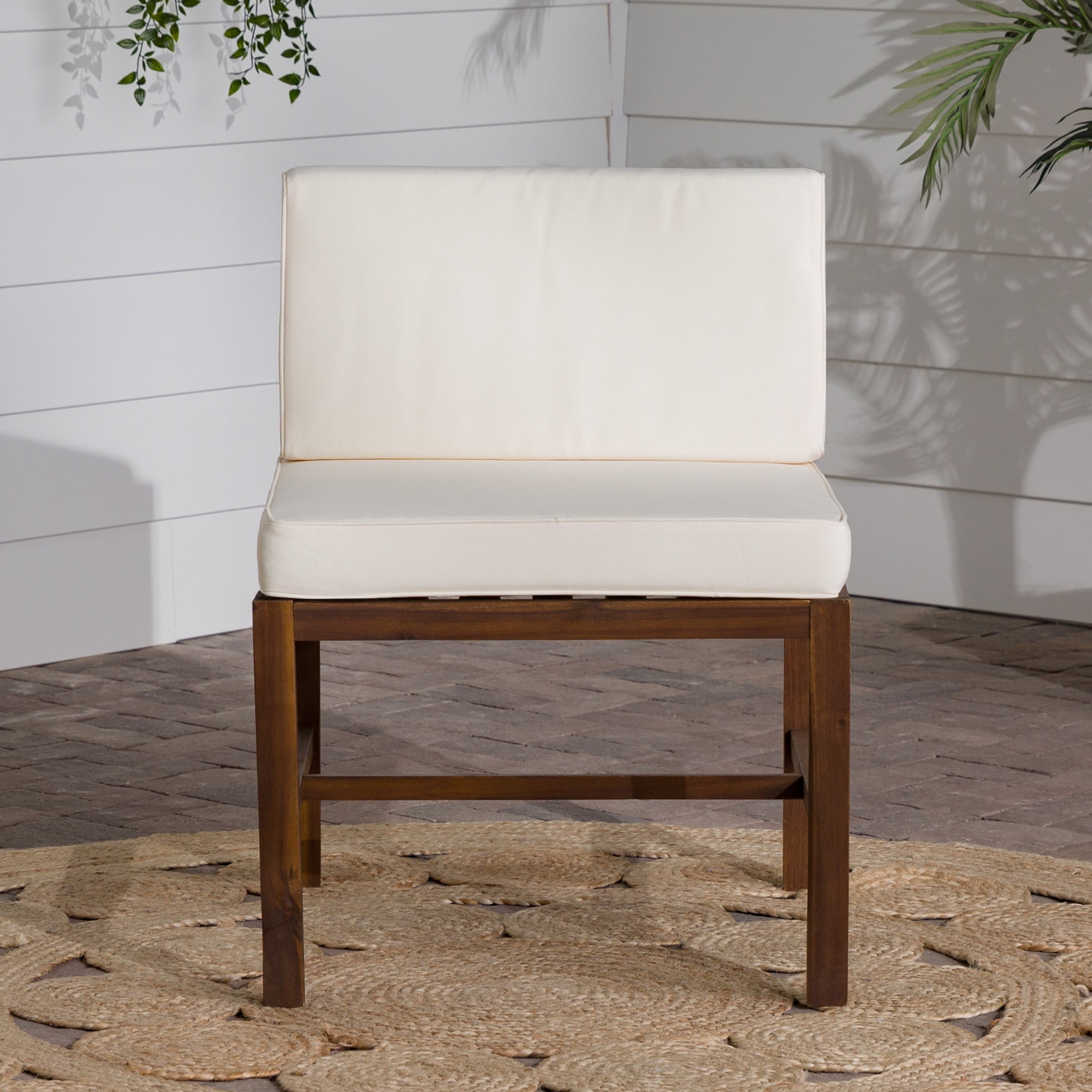 Modular Outdoor Dark Brown Acacia Wood Armless Chair by Manor Park