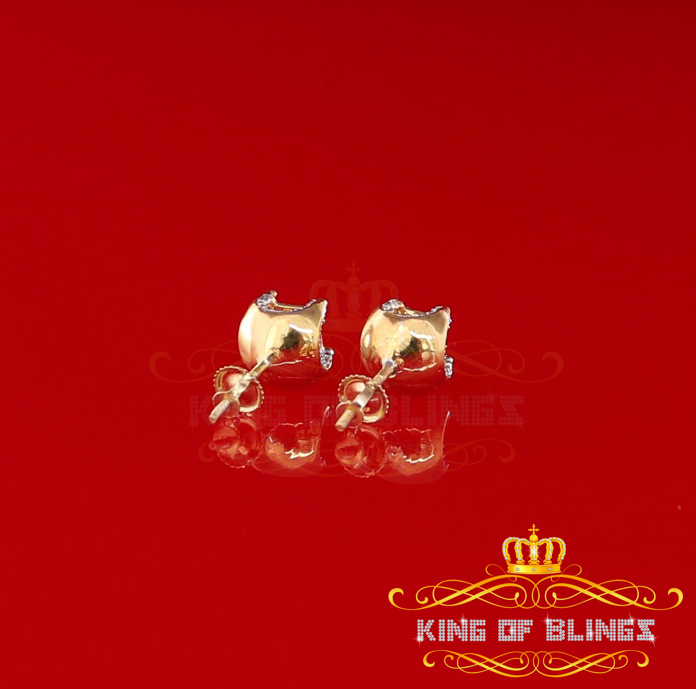 King of Bling's Women's Stud In 925 Yellow Sterling Silver 0.05ct Diamond Stud Men's Earrings