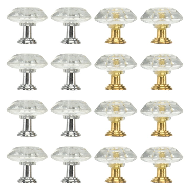 EeaseCA 16Pcs Decorative Doorknobs Household Door Handles Drawer Accessories Transparent
