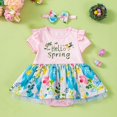thumbnail image 2 of MEZZALL Baby Girl Spring Summer 2PCS Outfits Sets Printed Short Sleeve Romper & Hair Bow, Sky Blue, 6-9 Months, 2 of 9